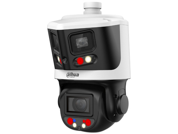 Cámara DAHUA DH-SDT3E410-8P-MB-A-PV1 IP PTZ 8MP+4MP 10X Zoom IR hasta 70m Autotracking Multivisión Disuasión Activa Luz Dual Inteligente SMD 4.0 IP66 Color Negro.