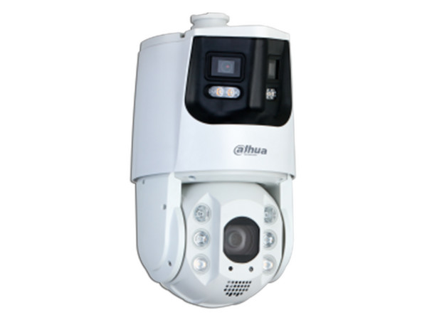 Cámara PTZ Paronímica Dahua DH-SDT6C432-4P-GB-APV-0280 de 4MP (2560 x 1440), Lente de 2.8 mm, Luz Blanca hasta 200m, IP66, Color Blanco.