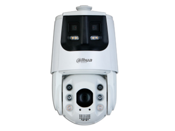 Cámara PTZ Paronímica Dahua DH-SDT6C432-4P-GB-APV-0280 de 4MP (2560 x 1440), Lente de 2.8 mm, Luz Blanca hasta 200m, IP66, Color Blanco.