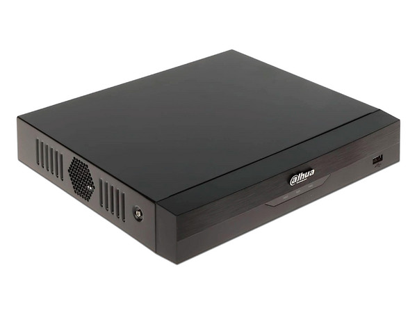 DVR Pentahíbrido Dahua XVR5104HS-4KL-I3 de 4 Canales BNC y 4 canales IP, hasta 8MP, 1 Puerto SATA para Disco Duro de hasta 10TB (No incluido).