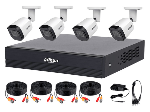 Kit de Videovigilancia Dahua DHI-KIT/XVR1B04H-I/T/4-B2A51N-U-IL-A-0280B-S3-DIP, Incluye DVR XVR1B04H-I/T de 4 Canales BNC, 4 Cámaras B2A51N-U-IL-A CMOS de 5MP, 2880 x 1620, (No Incluye Disco Duro), Incluye Alimentación y Accesorios.