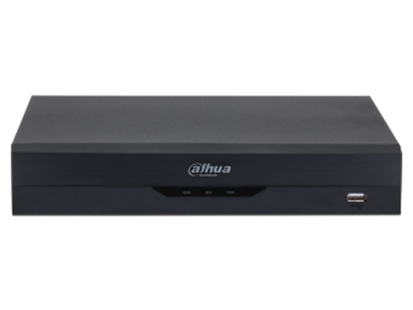 NVR Dahua DHI-NVR2104HS-P-I2 de 8 MP, 4 canales Ethernet, Salida de video HDMI (4K), VGA, no incluye disco duro, Color Negro.