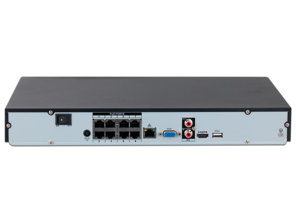 NVR Dahua DHI-NVR2208-8P-I2 de 8 Canales IP, 8MP (3840 x 2160), H.265+, 2 Puertos para Disco Duro (No incluido).