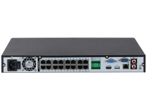 DVR Dahua DHI-NVR2216-16P-I2 de 16 canales IP de 8MP, 16 puertos PoE, WizSense, 4k Con IA, 2 Puertos SATA de hasta 10TB (Disco Duro No Incluido).