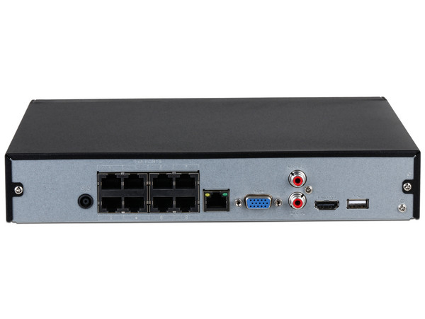 NVR Dahua IP NVR4108HS-8P-4KS2/L, de 8 canales de video 4K, 8 Puertos PoE, H.265, soporta hasta 10TB (No incluido).