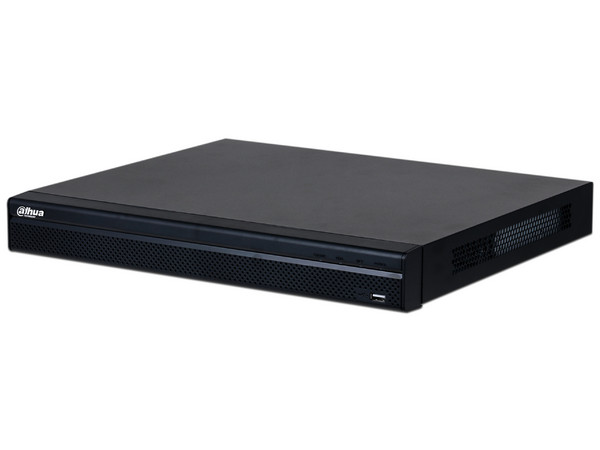 NVR Dahua DHI-NVR4216-16P-4KS3 de 16 canales 4K, 160Mbps, RJ45, H.265+, 16 Puertos PoE. Color negro.