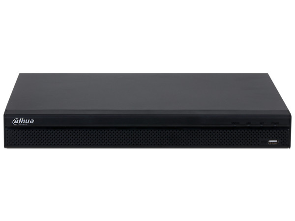 NVR Dahua DHI-NVR4232-4KS3 de 32 canales 4K, 160Mbps, RJ45, H.265+, 2 bahías de discos duros (No incluye disco duro). Color negro.