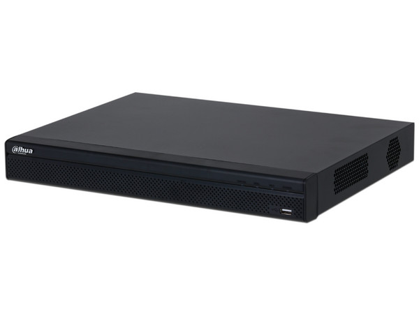 NVR Dahua DHI-NVR4232-4KS3 de 32 canales 4K, 160Mbps, RJ45, H.265+, 2 bahías de discos duros (No incluye disco duro). Color negro.