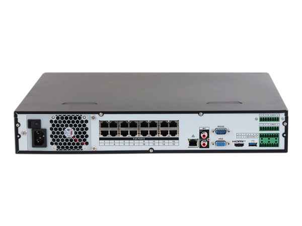 NVR Dahua NVR4416-16P-EI de 16 canales IP 4K con IA, 16 Puertos PoE, 4 puertos para Discos Duros (No incluido).