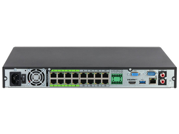 NVR Dahua DHI-NVR5216-16P-EI2 de 16 Canales, HDMI, 2 puertos SATA, Soporta hasta 40TB ](Discos No Incluidos). Color Negro.