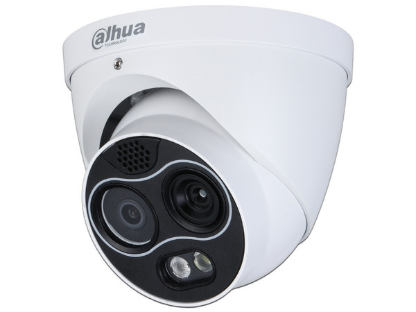Mini cámara Eyeball híbrida IP Dahua DHI-TPC-DF1241-B2F2-DW-S8 de 4 MP, Funciones de IA: detección de calor, cable trampa, clasificación de personas, IP67, PoE 