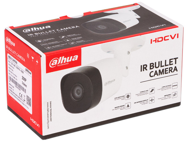 Cámara de vigilancia tipo bala Dahua Cooper con Lente fija, IR hasta 20m, 1080p, 2MP.
