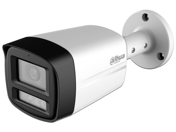 Cámara Tipo Bala Dahua HAC-HFW1200TLM-IL-T de 2MP, Lente de 2.8mm, Iluminación de hasta 40m, 	IP67. Color Blanco.
