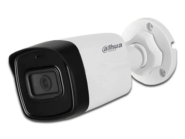 Cámara Tipo Bala Dahua HAC-HFW1500TL-28 de 5 MP, Lente fijo de 2.8mm, IR 40 m, CVI, CVBS, AHD, TVI, Carcasa de metal y plástico IP67.