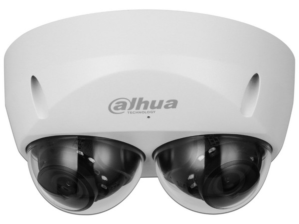 Cámara IP DAHUA Domo, doble sensor, resolución 4MP, lente 2.8 mm, IR 30m, IA WizMind, detección facial, protección profesional.