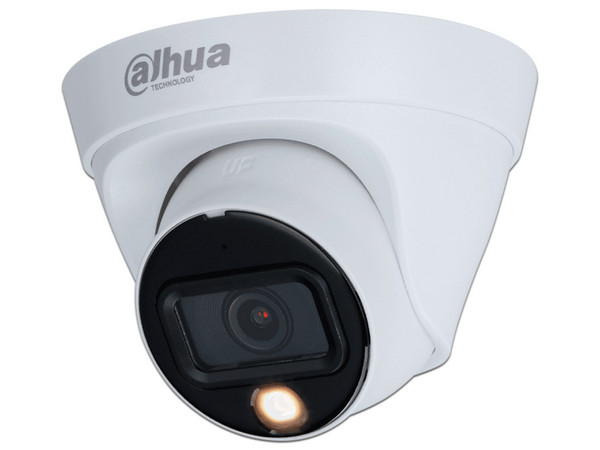 Cámara IP Domo Full Color de 2MP con lente de 2.8mm y 110 grados de visión. Cuenta con micrófono integrado, luz blanca de 15m, compresión H.265, protección IP67.