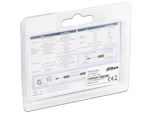 Transceptores Dahua PFM800-E, BNC-UTP, hasta 1080p, HDCVI/AHD/TVI/CVBS
