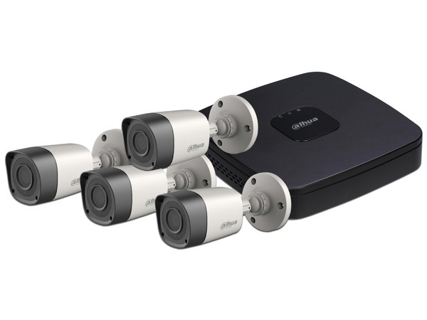 Kit de seguridad Dahua Pentahíbrido con DVR de 4 canales y 4 cámaras, No incluye disco duro