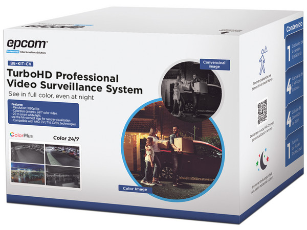 Kit de Vigilancia EPCOM B8-KIT-CV/A, Incluye DVR EPCOM S04-TURBO-G3 de 4 Canales, 4 Cámaras EPCOM B8-TURBO-C, Fuente de poder.