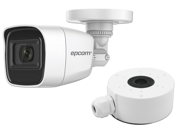 Cámara de Vigilancia IP Tipo Bala Epcom B8TURBOG2P/A/XPS de 2MP (1920 x 1080), IR Hasta 25m, Color Blanco, Incluye Caja de Conexiones Plástica para Instalación.