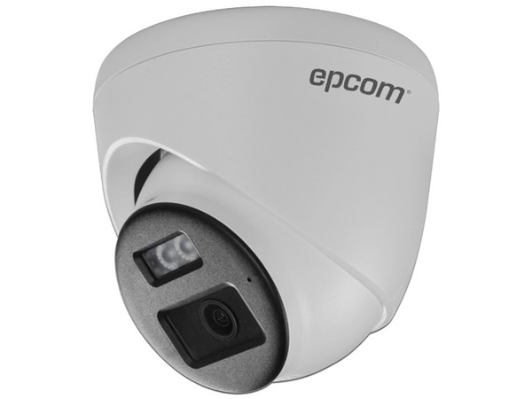 Cámara Tipo Domo EPCOM E4K-TURBO-EX de 8MP (3840 x 2160), Lente de 2.8mm, IR hasta 30m, Luz Blanca de hasta 20m, IP67. Color Blanco.