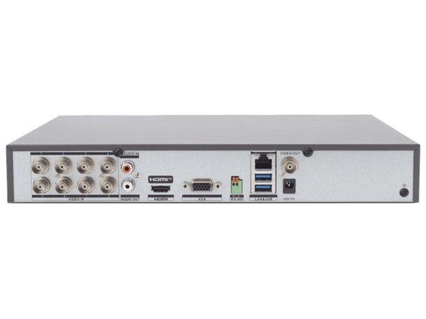 DVR EPCOM EX-8008TURBO de 8 Canales TurboHD, 4 Canales IP, 8MP 4K, AcuSense, 1 Bahía para Disco Duro. Color Negro.