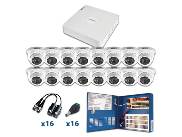 Kit de Videovigilancia Epcom KESTXLT16EW, Incluye DVR de 16 Canales, 16 Cámaras Analógicas tipo Eyeball de 2MP, 1 Fuente de Poder (No Incluye Disco Duro).