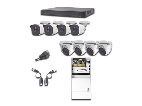 Kit Epcom KEVTX8T4BW/4EW, DVR de 8 Canales, 4 MP, H.265+. Incluye 4 Cámaras tipo Bala y 4 Cámaras tipo domo con Accesorios Incluidos.