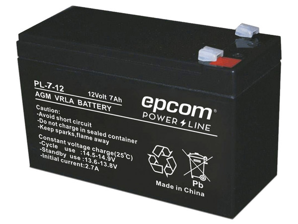Batería EPCOM PL-7-12 para sistemas de CCTV, 12VDC, 7Ah.