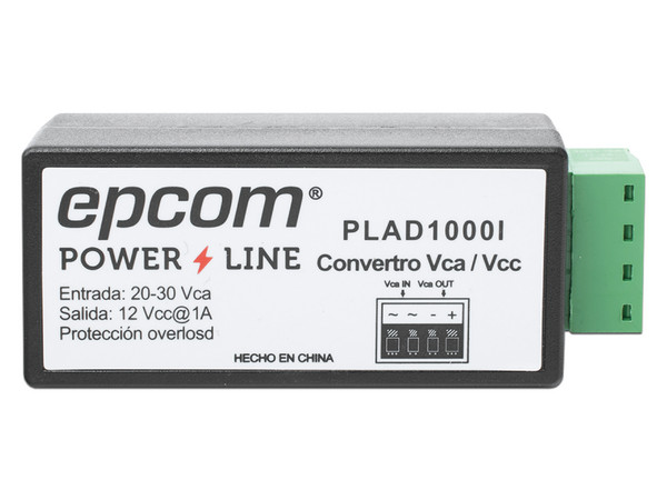 Convertidor Eléctrico Epcom PLAD1000I, de 24 Vca a 12 Vcd, filtro contra ruido para cámaras TurboHD, CVI, TVI.