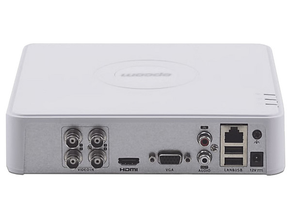 DVR EPCOM S04TURBOM/T de 4 Canales TurboHD, 1 Canal IP, 2MP 1080P Lite, AcuSense Lite, 1 Bahía de Disco Duro. Color Blanco.