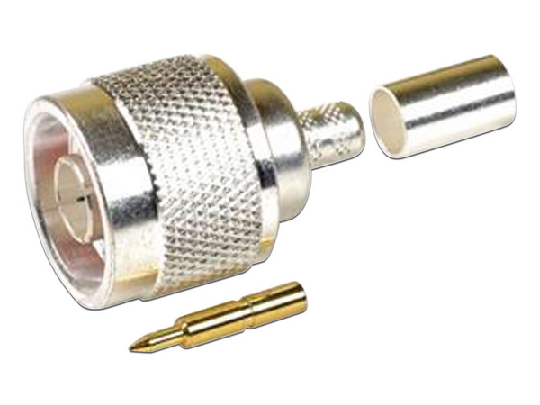 Conector N Macho EPCOM TT-CON-532 para 75 Ohm de Anillo Plegable para cable RG-59, Níquel, Oro, Teflón.