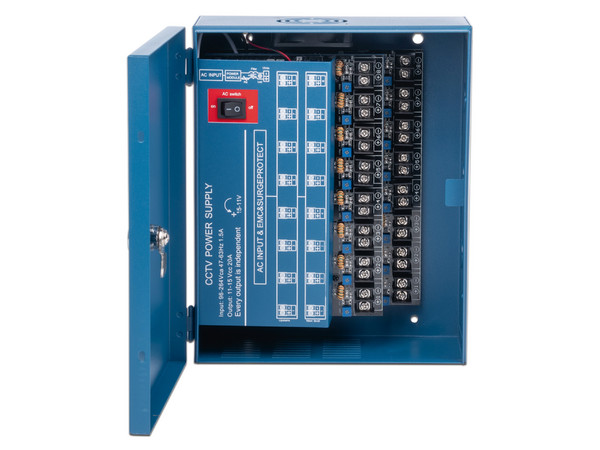 Fuente de Poder Profesional Epcom XP-16DC-20-4KV de 20 Amperes, 16 Canales, Hasta 1.25A por Salida, Ajuste de 11 a 15 VCC por Salida, Protección Contra Sobrecargas.