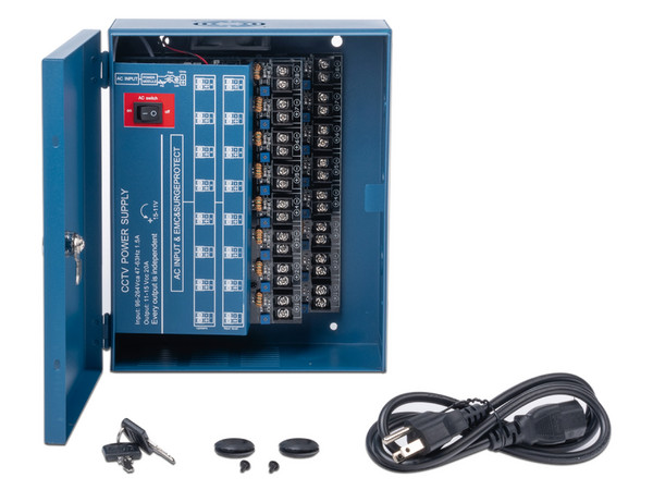 Fuente de Poder Profesional Epcom XP-16DC-20-4KV de 20 Amperes, 16 Canales, Hasta 1.25A por Salida, Ajuste de 11 a 15 VCC por Salida, Protección Contra Sobrecargas.