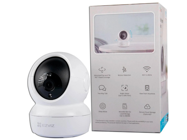 Mini cámara IP Ezviz CS-H6C 4MP, Seguimiento inteligente, Ranura para memoria, Wi-Fi.