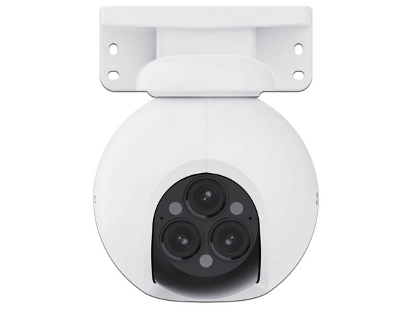 Cámara PT Tipo Torreta EZVIZ CS-H80F Con Triple Lente, Resolución 2K (2560 x 1440), IR de Hasta 30m, Wi-Fi, Ranura MicroSD de Hasta 512GB. Color Blanco.