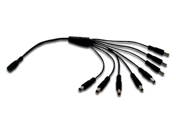 Divisor de energía Enson tipo pulpo con 8 conectores machos de 2.1mm.