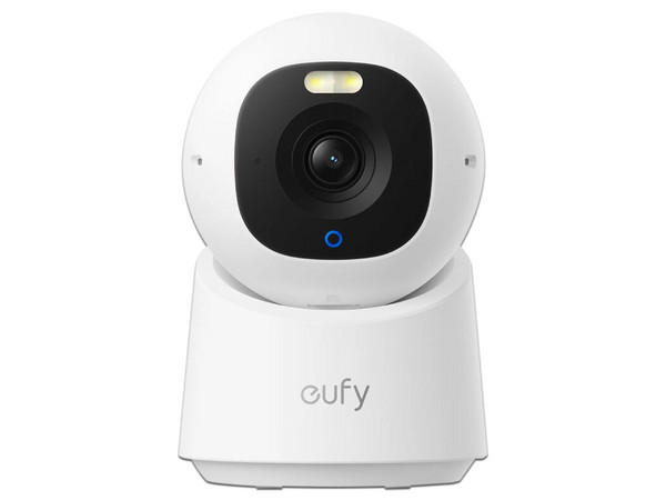 Cámara Tipo Domo PTZ Eufy E30 de 8MP (3840 x 2160), Compatible con Amazon Alexa y Google Assistant, Wi-Fi, Audio Bidireccional, Ranura MicroSD, IR hasta 10m, Uso Interior. Color Blanco.