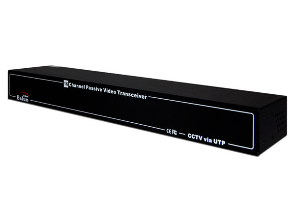 Transceptor hub pasivo Folksafe FS-HDP4616 con 16 canales BNC y 4 puertos Ethernet.