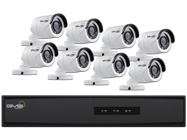 Kit de seguridad con 1 DVR de 8 canales analógicos, 1IP y 8 cámaras de seguridad de 720p
