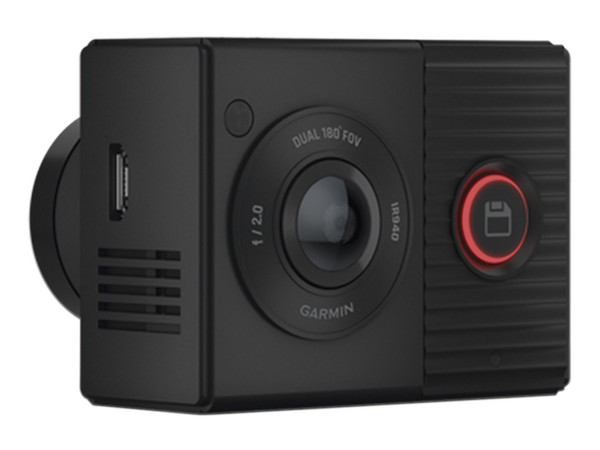 Cámara Garmin Dash Cam Tandem, grabador de video al frente y atrás para vehículo, Incluye memoria MicroSD, Color Negro.