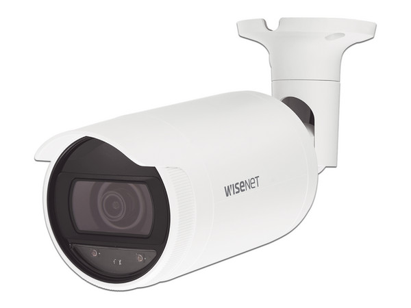 Cámara de vigilancia IP Tipo Bala Hanwha AN-OL7022R de 4MP, IR hasta 25m, WiseStream , IP66, PoE.