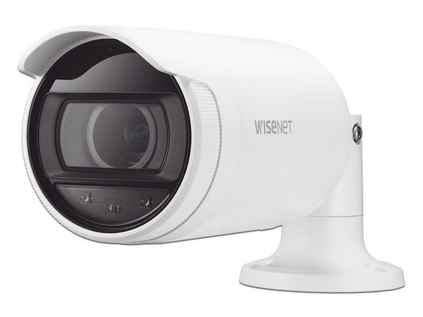 Cámara de vigilancia IP Tipo Bala Hanwha AN-OL7082R de 4MP, IR hasta 30m, WiseStream , IP66, PoE.
