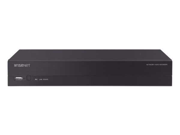 NVR Hanwha ARN-410S de 4 canales IP a 8 MP, H.265, 4 puertos PoE, P2P Wisenet, no incluye disco duro.