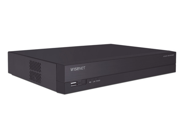 NVR Hanwha ARN-410S de 4 canales IP a 8 MP, H.265, 4 puertos PoE, P2P Wisenet, no incluye disco duro.