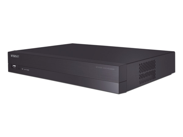 NVR Hanwha ARN-810S de 8 canales IP a 8 MP, H.265, 8 puertos PoE, P2P Wisenet, no incluye disco duro.