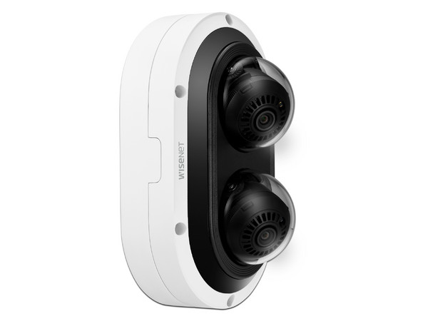 Cámara De Vigilancia Tipo DomoHanwha Techwin Wisenet PNM-12082RVD, Lente Dual de 6MP, IR hasta 25m, IP67, IK10.