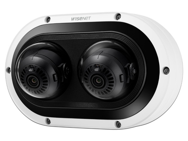 Cámara De Vigilancia Tipo DomoHanwha Techwin Wisenet PNM-12082RVD, Lente Dual de 6MP, IR hasta 25m, IP67, IK10.