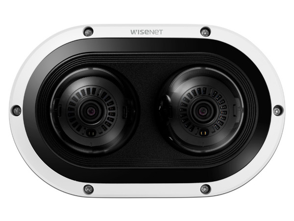 Cámara De Vigilancia Tipo DomoHanwha Techwin Wisenet PNM-12082RVD, Lente Dual de 6MP, IR hasta 25m, IP67, IK10.