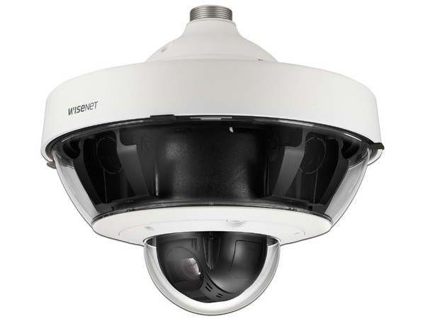 Cámara IP de Vigilancia Hanwa PNM-9322VQP, Multisensor de 8 a 20 MP (4 sensores de 2 o 5 MP), Lentes intercambiables con PTZ 2 MP 32X, Hasta 5 tarjetas SD de 256GB, WDR de hasta 150dB, IP66, IK10, PoE.